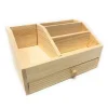 PORTAPENNE ORGANIZER LEGNO SCRIVANIA X DECOUPAGE 4 SCOMPARTI E CASSETTO X PENNE