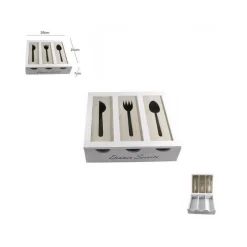 PORTAPOSATE IN LEGNO 3 SCOMPARTI STOVIGLIE SHABBY CHIC ARREDAMENTO CASA