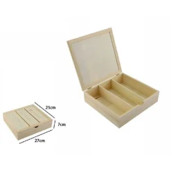 PORTAPOSATE PORTA POSATE CONTENITORE 3 POSTI IN LEGNO STOVIGLIE 27X25X7CM 74023A