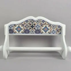 PORTAROTOLO PARETE CARTA CUCINA ROTOLO SCOTTEX E ALLUMINIO LEGNO BIANCO 20x10x35