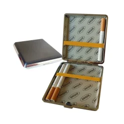 PORTASIGARETTE IN METALLO ED ECO PELLE ASTUCCIO PORTA SIGARETTE ELEGANTE