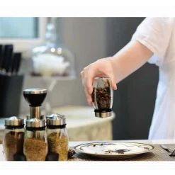 PORTASPEZIE GIREVOLE CON 6 BARATTOLI IN VETRO TAPPI SPARGISPEZIE ORGANIZER CUCINA