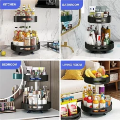 PORTASPEZIE ORGANIZER MENSOLA GIREVOLE A 360° PER CUCINA BAGNO SOGGIORNO CAMERA 2 LIVELLI