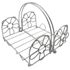 PORTATOVAGLIOLI PORTA TOVAGLIOLI TAVOLA CUCINA METALLO CROMATO FIORI CON MANICO