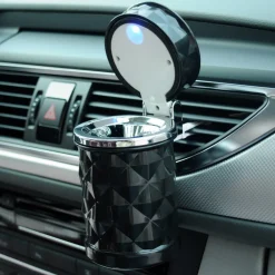 POSACENERE AUTO CON LED BLU PORTACENERE A BARATTOLO CON LUCE UFFICIO CAMPER