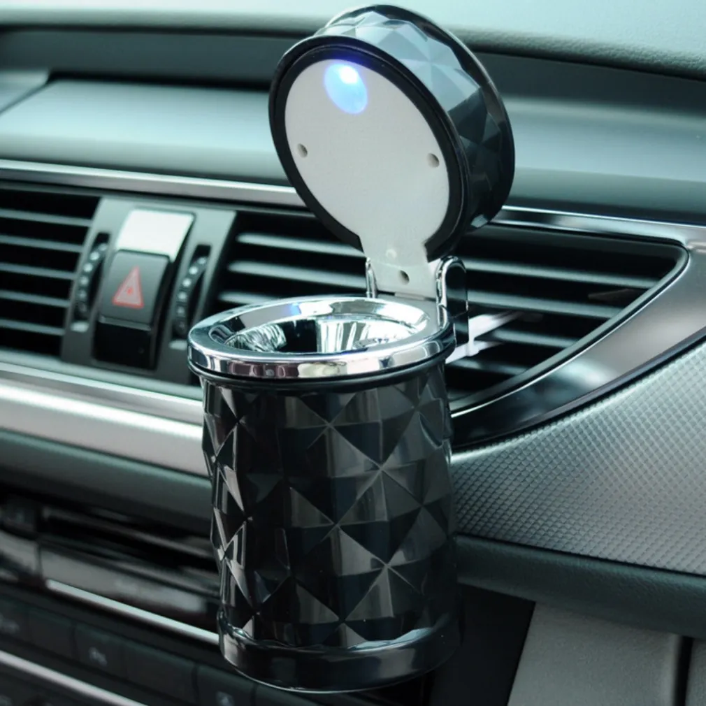 POSACENERE AUTO CON LED BLU PORTACENERE A BARATTOLO CON LUCE UFFICIO CAMPER