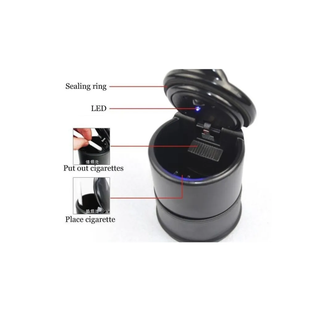 POSACENERE AUTO CON LED BLU PORTACENERE A BARATTOLO CON LUCE UFFICIO CAMPER