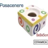POSACENERE PORTA CENERE FANTASIA IN CERAMICA 9X9X5CM DESIGN MODERNO CASA UFFICIO