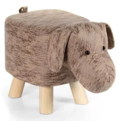 POUF CANE BAMBINI SGABELLO POGGIAPIEDI IMBOTTITO PIEDI LEGNO 46X26X28 CM 808692