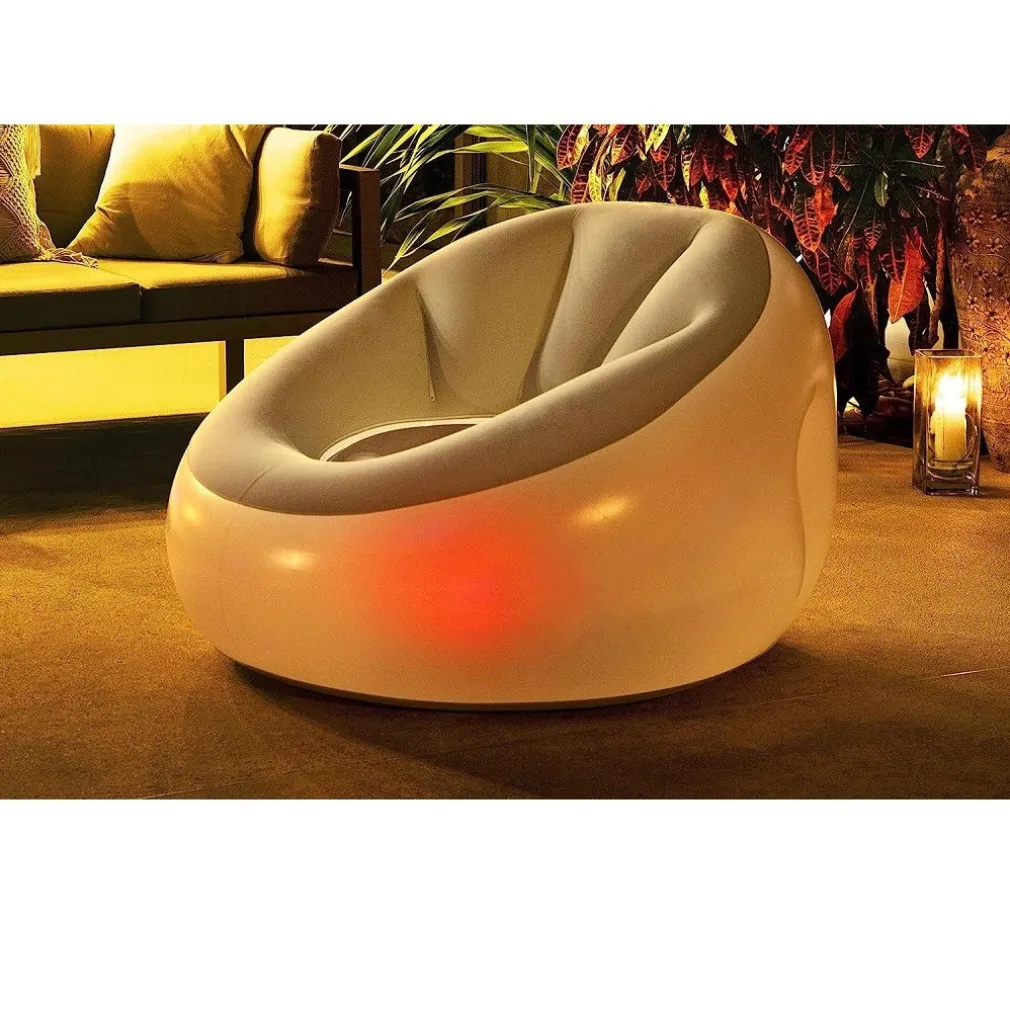 POUF GONFIABILE ROTONDO CON LUCE LED INTEGRATA 102 X 97 X 71 CM MULTICOLOR 75086