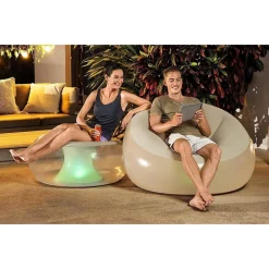 POUF GONFIABILE ROTONDO CON LUCE LED INTEGRATA 102 X 97 X 71 CM MULTICOLOR 75086