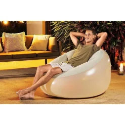 POUF GONFIABILE ROTONDO CON LUCE LED INTEGRATA 102 X 97 X 71 CM MULTICOLOR 75086