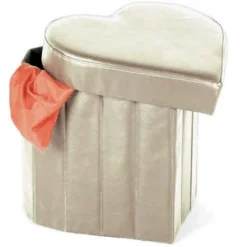 POUF SCATOLA PORTAOGGETTI PUFF POGGIAPIEDI A FORMA DI CUORE IN ECOPELLE COLORE