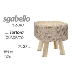 POUF SGABELLO POGGIAPIEDI QUADRATO MODERNO PIEDI IN LEGNO TORTORA 27X28CM 827709