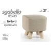 POUF SGABELLO POGGIAPIEDI QUADRATO POUFF TESSUTO PIEDI LEGNO TORTORA 27X28CM 790010