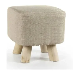 POUF SGABELLO POGGIAPIEDI QUADRATO POUFF TESSUTO PIEDI LEGNO TORTORA 27X28CM 790010