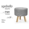 POUF SGABELLO POGGIAPIEDI TONDO POUFF PIEDI LEGNO TESSUTO GRIGIO 28X27CM 827730