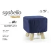 POUF SGABELLO VELLUTO COLORE BLU ROSSO VERDE QUADRATO TONDO GAMBE LEGNO 28X27CM