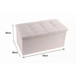 POUFF PUFF POUF CONTENITORE IMBOTTITO PORTAOGGETTI SEDUTA BEIGE 76X38X35CM 79425