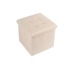POUFF PUFF POUF CONTENITORE IMBOTTITO PORTAOGGETTI SEDUTA BEIGE 30X30X30CM 79428