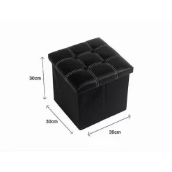 POUFF PUFF POUF CONTENITORE IMBOTTITO PORTAOGGETTI SEDUTA NERO 30X30X30 CM 79427