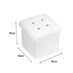 POUFF PUFF POUF CONTENITORE IMBOTTITO PORTAOGGETTI SEDUTA BIANCO 79436 38X38X35CM