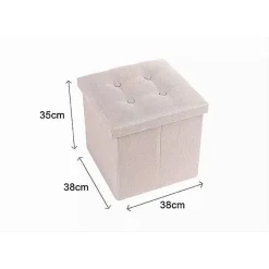 POUFF PUFF POUF CONTENITORE IMBOTTITO PORTAOGGETTI SEDUTA BEIGE 38X38X35CM 79423