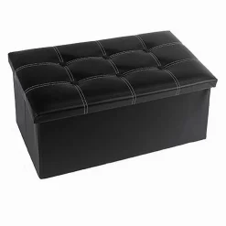 POUFF PUFF POUF CONTENITORE IMBOTTITO PORTAOGGETTI SEDUTA NERO 76X38X35 CM 79431
