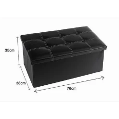 POUFF PUFF POUF CONTENITORE IMBOTTITO PORTAOGGETTI SEDUTA NERO 76X38X35 CM 79431