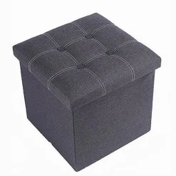 POUFF PUFF POUF CONTENITORE IMBOTTITO PORTAOGGETTI SEDUTA GRIGIO 38X38X35CM 79424