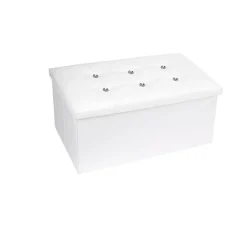 POUFF PUFF POUF CONTENITORE IMBOTTITO PORTAOGGETTI SEDUTA BIANCO 79438 76X38X35CM