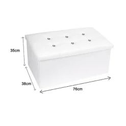 POUFF PUFF POUF CONTENITORE IMBOTTITO PORTAOGGETTI SEDUTA BIANCO 79438 76X38X35CM