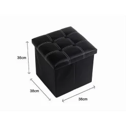 POUFF PUFF POUF CONTENITORE IMBOTTITO PORTAOGGETTI SEDUTA NERO 38X38X35 CM 79429