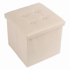 POUFF PUFF POUF CONTENITORE IMBOTTITO PORTAOGGETTI SEDUTA BEIGE 38X38X35CM 79430