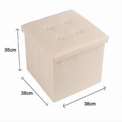 POUFF PUFF POUF CONTENITORE IMBOTTITO PORTAOGGETTI SEDUTA BEIGE 38X38X35CM 79430