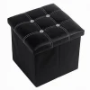 POUFF PUFF POUF CONTENITORE IMBOTTITO PORTAOGGETTI NERO STRASS 30X30X30 CM 79433