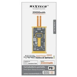 POWER BANK 20000 MAH SUPERCHARGE CARICABATTERIA PORTATILE PD TYPE-C USB PA-TM018