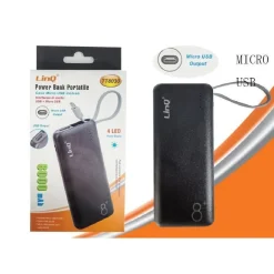 POWER BANK BATTERIA ESTERNA PORTATILE RICARICABILE 8000MAH CON MICRO USB TT8030