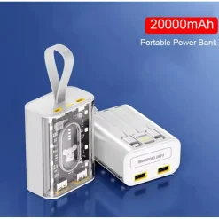 POWER BANK CARICABATTERIE ESTERNO PORTATILE CON RICARICA RAPIDA DA 20000 MAH CON LUCE LED