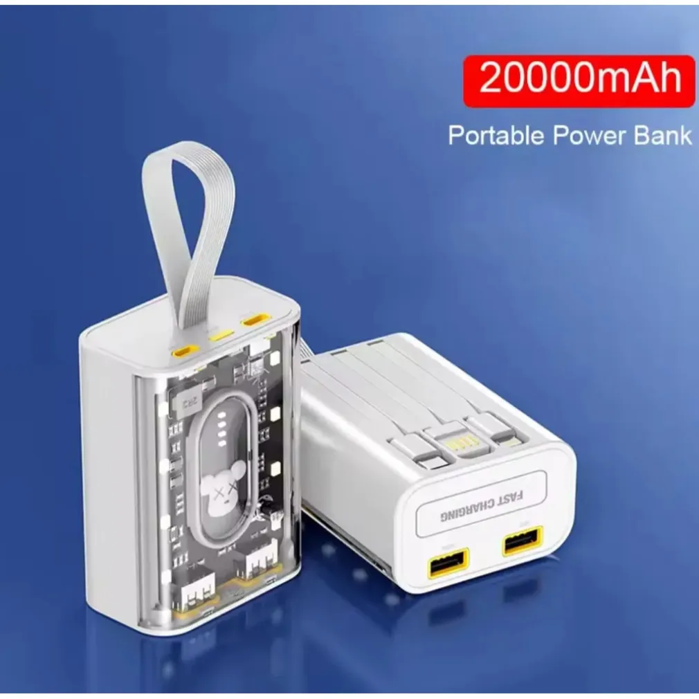 POWER BANK CARICABATTERIE ESTERNO PORTATILE CON RICARICA RAPIDA DA 20000 MAH CON LUCE LED
