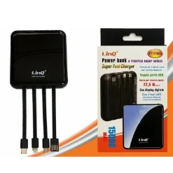 POWER BANK CON RICARICA SUPER VELOCE 22.5W 15000MAH DISPLAY LCD 4 CAVI TT-13802