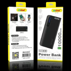 POWER BANK 3IN1 PORTATILE Q-T66 3 USB 10000MAH TORCIA LED SUPPORTO SMARTPHONE