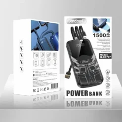 POWER BANK PORTATILE A 4 CAVI CON CHIP INTELLIGENTE 15000MAH Q-CD777 CON TORCIA