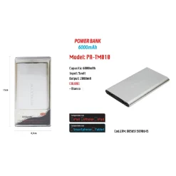 POWER BANK PORTATILE 6000MAH PER SMARTPHONE CELLULARE TABLET MAXTECH PA-TM010