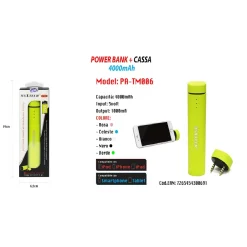 POWER BANK PORTATILE PER SMARTPHONE USB ALTOPARLANTE 4000MAH BATTERIA EMERGENZA