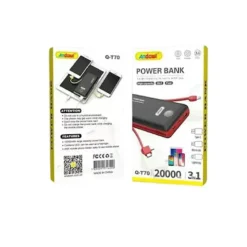 POWER BANK PORTATILE Q-T70 3IN1 20000MAH BATTERIA MOBILE RICARICA RAPIDA LUCE LED