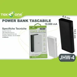 POWER BANK TASCABILE TEKONE BATTERIA ESTERNA 10000MAH SMARTPHONE CARICABATTERIA