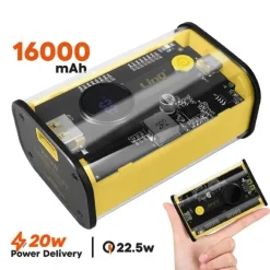 POWERBANK 16000MAH CARICA RAPIDA USB-C 20W + USB 22.5W CON DISPLAY A LED TM16000
