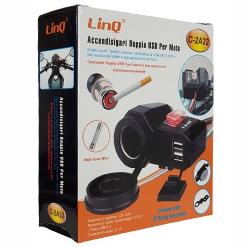 PRESA ACCEDISIGARI CON DOPPIA PORTA USB PER MOTO MOTOCICLETTA SCOOTER AUTO C-2A22
