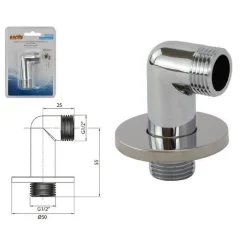 PRESA ACQUA CURVA IN OTTONE CROMATO PER SALISCENDI SUPPORTO PER DOCCIA 59511